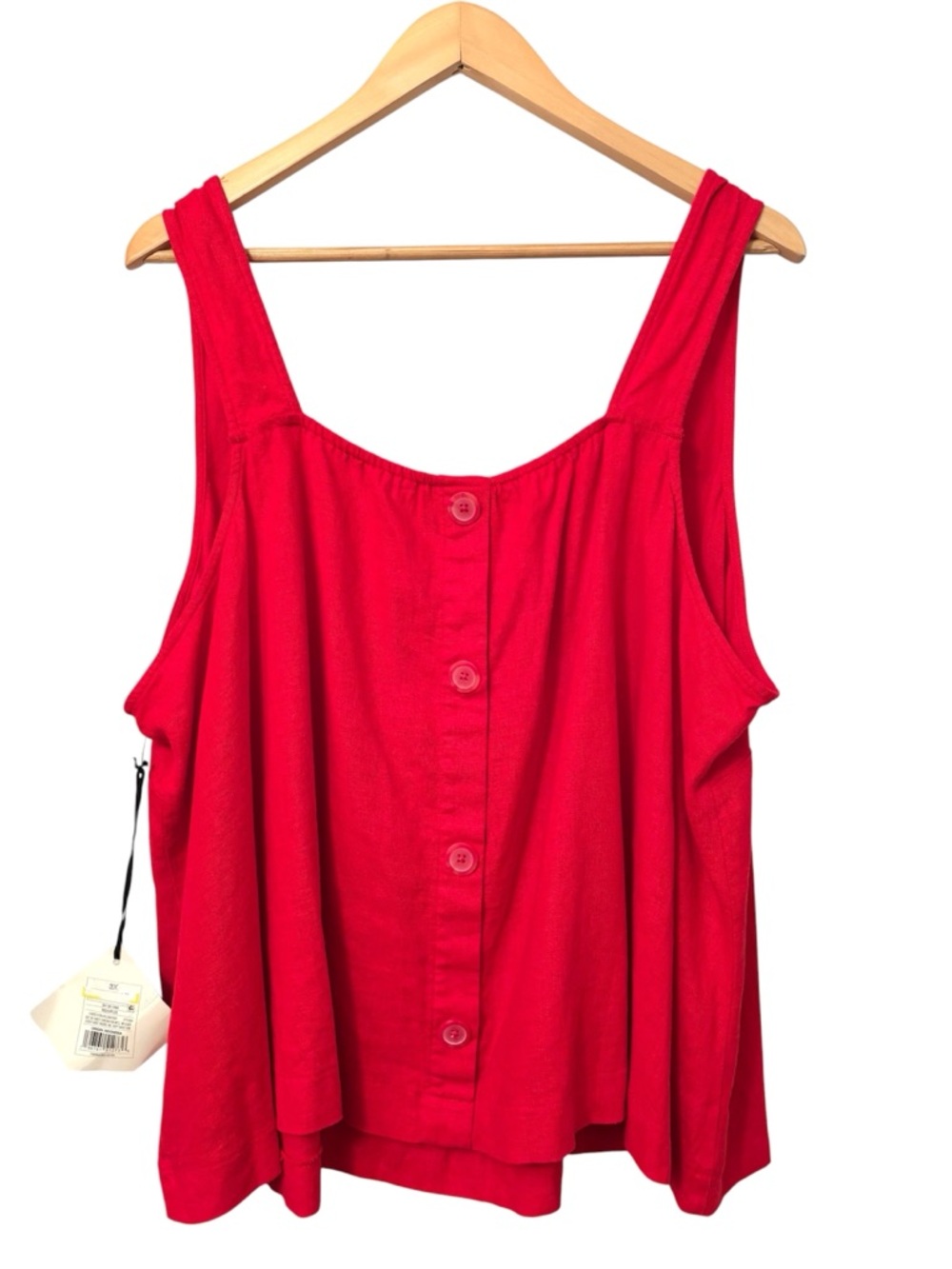 Ava & Viv Button-Back Tank Top Women’s 3X Red Linen